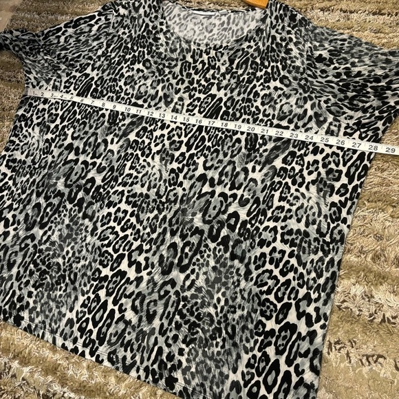 Susan Graver 3X Top liquid knit animal print black white - Picture 8 of 10